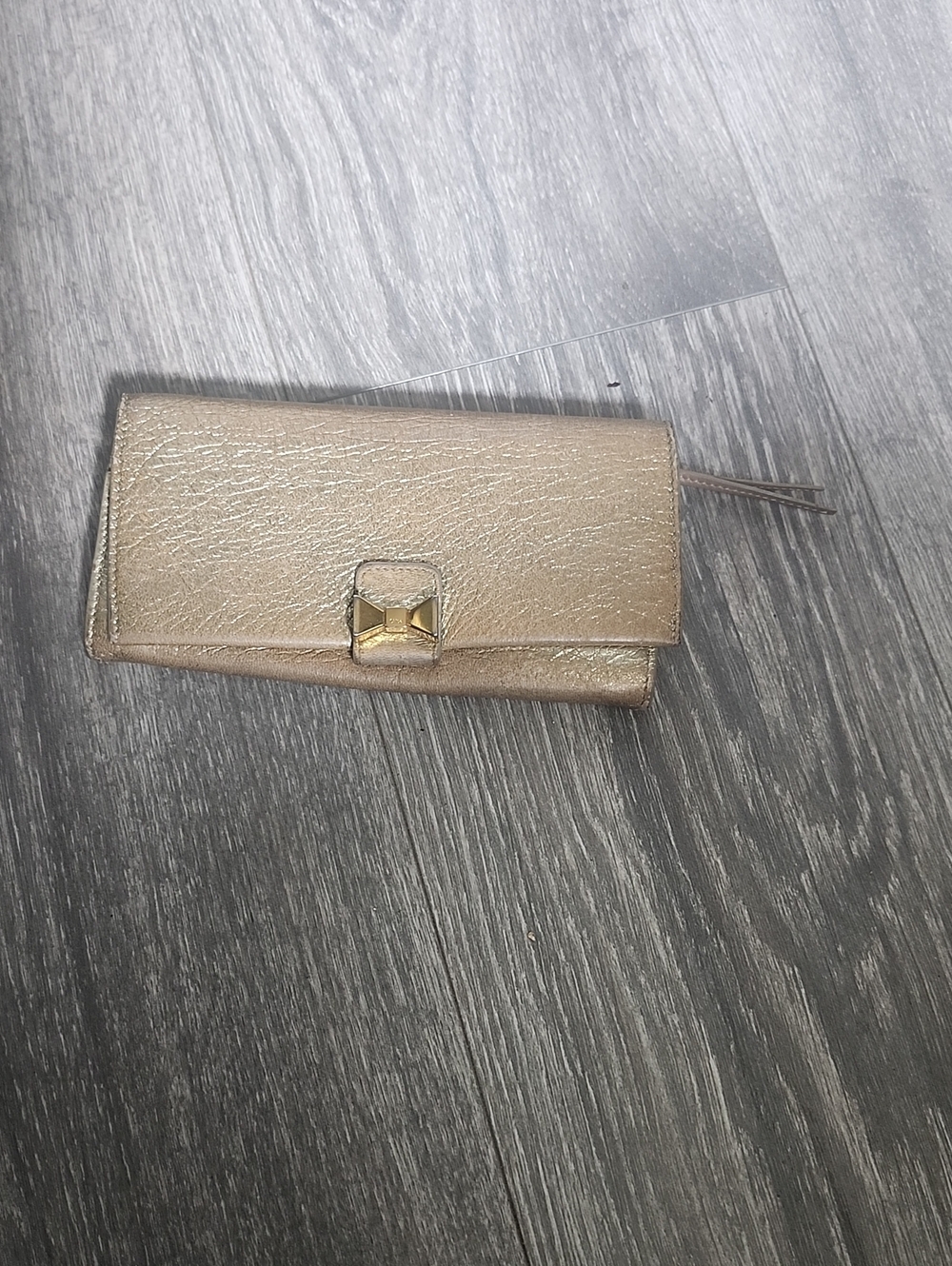 Chloe Metallic Gold Folded Wallet with Stud Accent